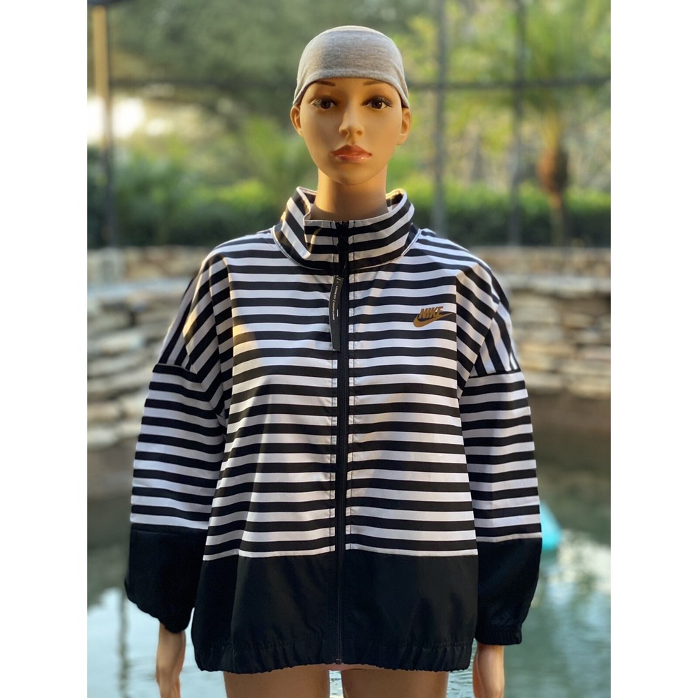 Nike Sportswear Essential Woven Jacket White-Black Women L NWT